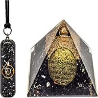 Pendentif en forme de pyramide d'orgone en tourmaline noire de qualité supérieure, sculpté, avec décoration énergétique pour la maison, vente en gros auprès de AAMEENA AGATE