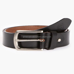 Ceinture en cuir véritable pour hommes, boucle en laiton massif et bouton de pression ajustable, personnalisé de haute qualité, vente en gros - Product Image 1