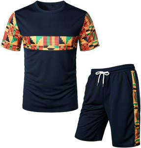 Haute qualité hommes été chemises et shorts ensemble 100% respirant Logo personnalisé T-shirt Shorts Hip Hop Style solide motif - Product Image 3