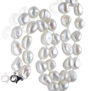 บาร็อคน้ำจืด9-10มม. สร้อยคอไข่มุกสีขาวลูกปัดหลุมธรรมชาติที่กำหนดเองสำหรับการทำเครื่องประดับ - Product Image 1