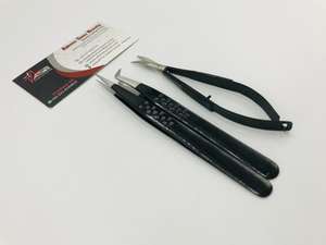 Pince à épiler d'extension de cils à poignée à point noir Volume classique en acier inoxydable durable en fibre inoxydable cils optimaux pointus - Product Image 5