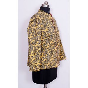 Veste courte Kantha, matelassée à la main, style artistique indien, imprimé floral, design réversible double face, luxueuse rapsodie bohème - Product Image 5