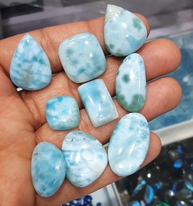 Cabochon Larimar naturel, pierres précieuses multiformes pour bijoux d'été - Product Image 1