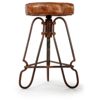 Nouveaux tabourets de bar AKKU ART en cuir véritable brun rouillé, style industriel antique, pieds papillon, pour hôtels et bars commerciaux.
