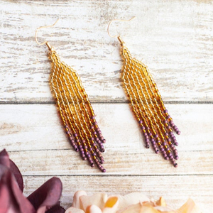 Pendientes de cuentas de semillas hechos a mano para la felicidad - Product Image 1
