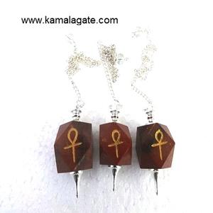 Péndulo de Jaspe Rojo Natural con Forma de Ankh, Péndulo de Radiestesia Grabado en Ágata para Sanación con Reiki, Material de Piedra Preciosa en Venta - Product Image 2