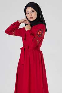 Vestido Musulmán AJM 2020 2021 Color Granate, Estilo Burka Caftán Jilbab de Dubái, Últimos Diseños y Estilos de Abaya de Pakistán, Nuevo y Popular - Product Image 2