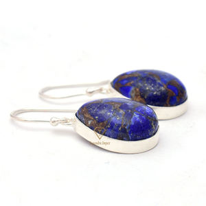 Boucles d'oreilles Lapis Lazuli en argent et Sterling, boucles d'oreilles pendantes, en cuivre naturel, bijoux de créateurs, pour les fournitures en gros, nouvelle collection - Product Image 3