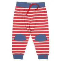 लाल रंग धारीदार पंत के साथ घुटने पैच में 100% कार्बनिक कपास बच्चे लड़की लड़का और यूनिसेक्स के लिए-बच्चे और बच्चों के कपड़े