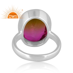 Venta caliente de plata de ley fina Natural Bio Multi turmalina doblete cuarzo piedra preciosa anillo apilable fabricante de joyas - Product Image 4