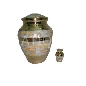 La meilleure vente d'urne funéraire en laiton massif de Mother Pearl Pot à souvenirs en métal attrayant pour un hommage durable à une vie bien vécue - Product Image 1
