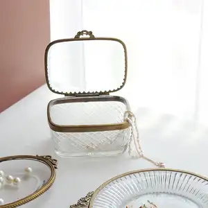 Vintage Inspired <b>Glass</b> Trinket <b>Box</b>, <b>Glass</b> <b>Jewellery</b> <b>Box</b>, - Product Image 1