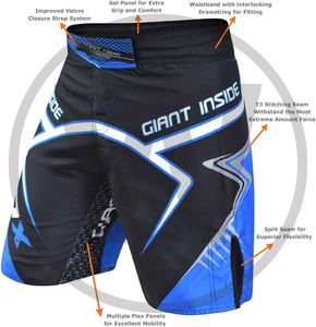 Shorts MMA unisexes bleus vierges OEM - Tissu Spandex/Polyester 160g, impression par sublimation - Product Image 3