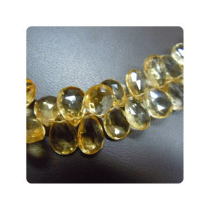 Briolette à facettes Citrine-Quartz perles de pierre de qualité supérieure 30pcs 7 pouces taille 7x10mm environ gouttes de poire pour la fabrication de bijoux - Product Image 1