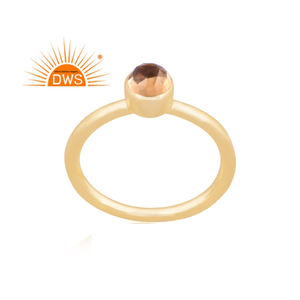 Anillo de Plata de Ley 925 con Baño de Oro y Citrino Natural, el Más Vendido del 2026, para Mujer, Fabricante de Joyería - Product Image 1