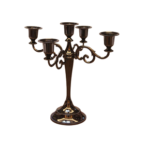 Candélabre en aluminium de couleur noire, qualité supérieure, support de bougie pour mariage et fiançailles - Product Image 6