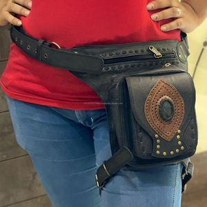 Unisex Motorcycle Hip <b>Pocket</b> <b>Belts</b> Travel <b>Belts</b> Waist <b>Pocket</b> Bum Bags Leather Biker <b>Belts</b> - Product Image 1