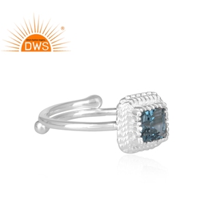 Bague cocktail en topaze bleue de Londres, fournisseur de bijoux, bijoux pour femmes en argent 925, grossiste en bijoux - Product Image 3