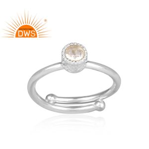 Bague de déclaration en argent Sterling, pierre précieuse ronde en cristal, bijoux en argent Sterling fin, vente en gros - Product Image 2