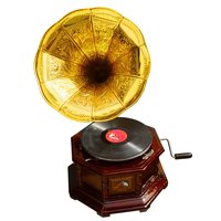Haute qualité Antique bois naturel Gramophone tourne-disque trombone catégorie fait à la main en Inde