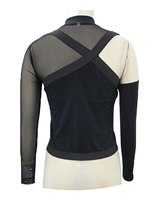 Nouveau design – Blouse courte pour femme, style hip-hop, éco-responsable, à épaules dénudées, ornée de paillettes, transparente, respirante et à découpes ajourées