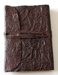 Journal en papier de coton recyclé brun vert de style antique Cuir rigide relié de style rustique avec des cahiers froissés en cuir de chèvre - Product Image 1