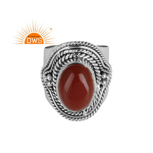 แหวนเงินแท้ชุบออกซิไดซ์ประดับพลอยแจสเปอร์สีแดงธรรมชาติแบบซ้อนได้สำหรับผู้หญิง ขายดีประจำปี 2026 จากผู้ผลิตเครื่องประดับ - Product Image 1