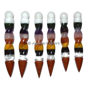 Baguettes de guérison à sept chakras collées en spirale artisanat de cadeau d'affaires pour la baguette d'artisanat en pierre semi-précieuse auto-cicatrisante - Product Image 2