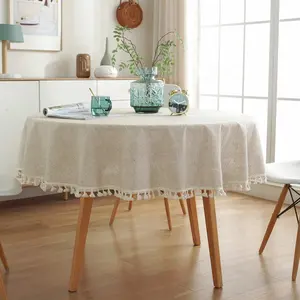 Большая крышка круглого стола с кисточками 100% хлопок, свадебная ткань, ткань для вечеринок