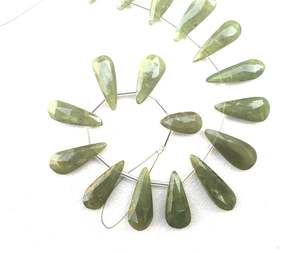 Beau brin de 17 pièces véritable de haute qualité pierre précieuse vessonite naturelle forme de poire briolette à facettes verte pour la fabrication de bijoux - Product Image 5