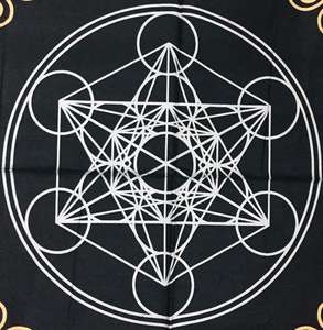 ผ้าปูโต๊ะรูปหกเหลี่ยมลายเมตาตรอนที่สวยงามผ้าคลุมแท่นบูชาผ้าฝ้ายรูปดาวห้าแฉกอินเดียไพ่ทาโรต์สี่เหลี่ยมสีดำทองกระจายคาถาหัตถกรรมโดยผู้ลงนาม - Product Image 6