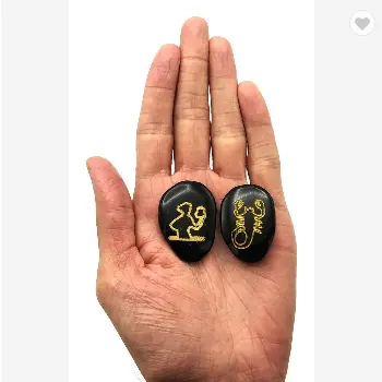 Black Agate Zodiac Signs Engraved Set for Gift