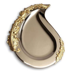 Plateaux de service en métal doré, 20 pièces, design moderne, hôtel, maison, marbre noir, poignées artistiques, plateaux à dessert, à thé, jus, à dessert, 2 ensembles - Product Image 5