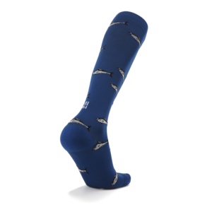 Blue <b>Knee</b> <b>High</b> Compression <b>Socks</b> With Fish Pattern For Flight Traveling Adults Breathable Spandex Polyester Cycling Summer - Product Image 1