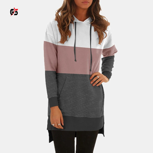Sweats à capuche longs pour femmes Patch Work Cotton Fleece Pullover Hoodies Winter Outdoor Wear OEM Custom Design - Product Image 5