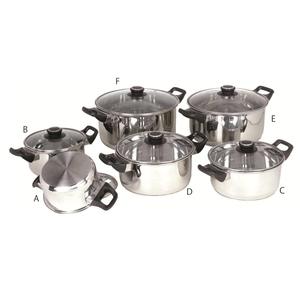 Classic Eco-Friendly Stainless Steel <b>Cookware</b> <b>Set</b> Tempered Glass Lids 100pcs Silver Metal Customizable Logo 16/18/20/22/24cm - Product Image 5
