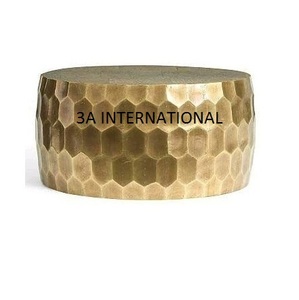 Fabriqué à la main Style moderne finition dorée métal rond décoratif Table basse Table de salle à manger forme rectangulaire haut - Product Image 1