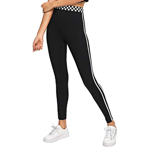 Legging de pantalon slim extensible pour femmes, 92% Polyester 8% Spandex, rayé, Logo personnalisé, de haute qualité, vente en gros - Product Image 4