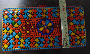 Multi-color Floral Resin Motifs in Metallic <b>Frame</b> Box Clutch - Product Image 6