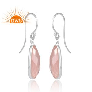 Boucles d'oreilles calcédoine Rose naturelle en pierre précieuse, bijou à facettes, en argent fin, vente en gros, - Product Image 2