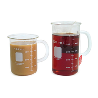 Bécher en verre borosilicaté avec poignée, résistant à la chaleur, pour usage en laboratoire, avec bec verseur en option, personnalisation OEM
