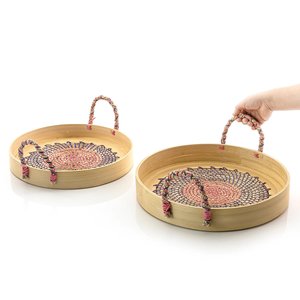 Bandeja de servicio de bambú hilado redondo de alta calidad con algas marinas hechas a mano en Vietnam para decoración del hogar - Product Image 5