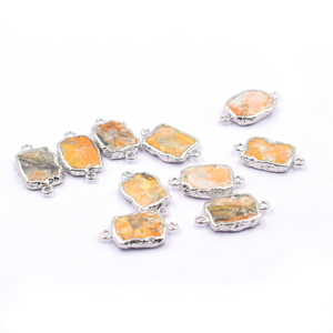 Conector Rectangular de Jaspe Abeja de 18-20mm, Latón Plateado con Anilla para Fabricación de Joyas - Product Image 4