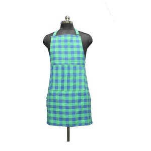 Striped checked green kitchen <b>cooking</b> apron 100% Organic Cotton GOTS Certified - Product Image 6