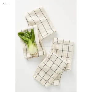 Tovaglioli da cucina in cotone nero a strisce di cotone naturale tovaglioli di cotone asciugati asciugamani da fornitore indiano