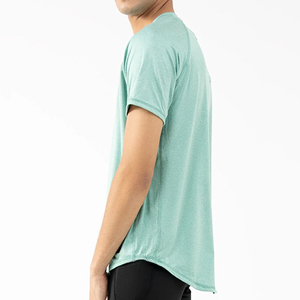 T-shirts tricotés en polyester/coton vierges décontractés pour hommes avec impression de logo personnalisé en gros - Product Image 3