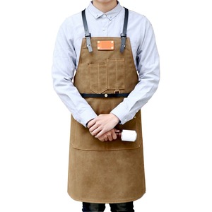 Custom LOGO Cafe Workwear Sling <b>Apron</b> Fashion <b>Denim</b> Canvas Leather <b>Apron</b> - Product Image 1