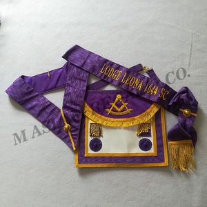 Purple Apron Masonic Regalia Apron Rounded Flap and Metal Tee Level Hand Made square and Compass - Product Image 6