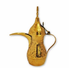 Cafetera Dallah pulida en oro de latón con diseño en relieve para cocina y mesa, tetera Dallah en India - Product Image 6