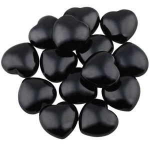 Ágata negra natural Palma corazón piedra cristal Palma piedra hinchada corazón Piedra Natural curación Reiki piedra preciosa ágata mayorista - Product Image 4